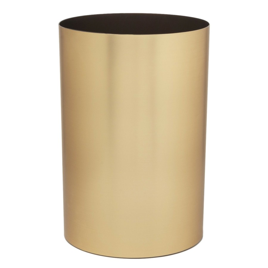 Trash Cans * | Matte Brass Metal Trash Can, 4.75Gal Fire Sale