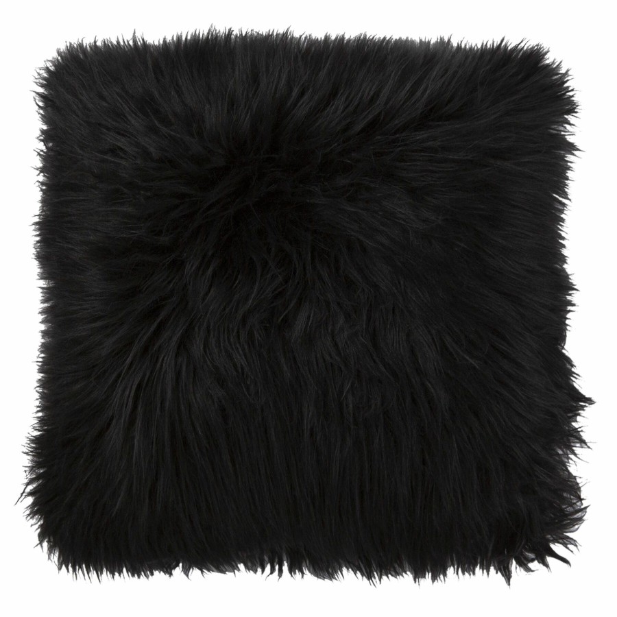 Decor & Pillows * | Angora Black Faux Fur Throw Pillow, 18 Sale