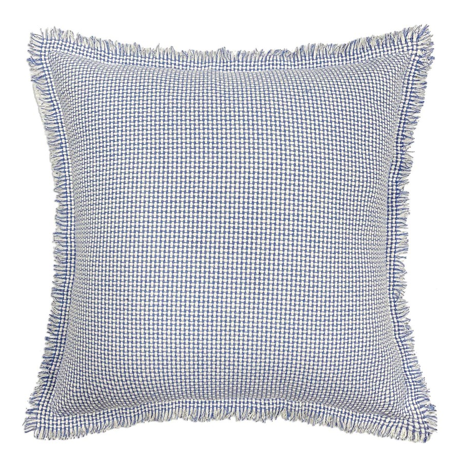 Decor & Pillows * | Ty Pennington Blue Fringe Throw Pillow, 18 Best Price Guaranteed