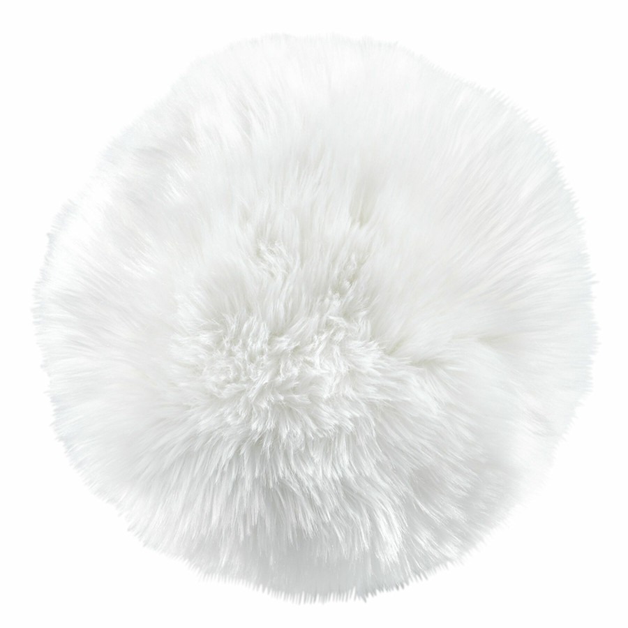 Bed & Bath * | Luca White Faux Fur Round Throw Pillow, 14 Sale