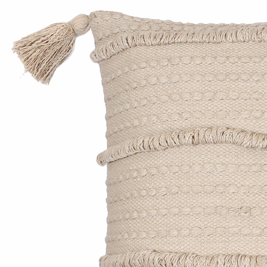 Decor & Pillows * | White Textured Woven Tassel Throw Pillow, 20 Sale Merchandise