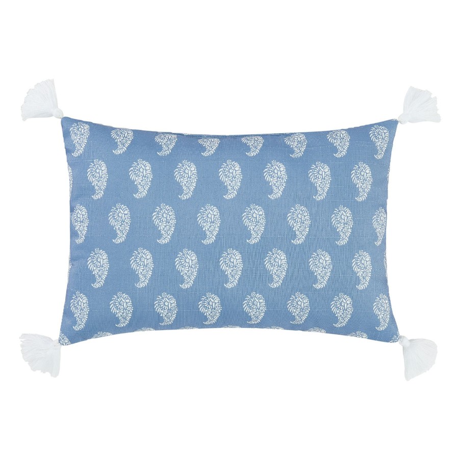 Decor & Pillows * | Blue Paisley Throw Pillow With Tassels, 18 12 Online Discount