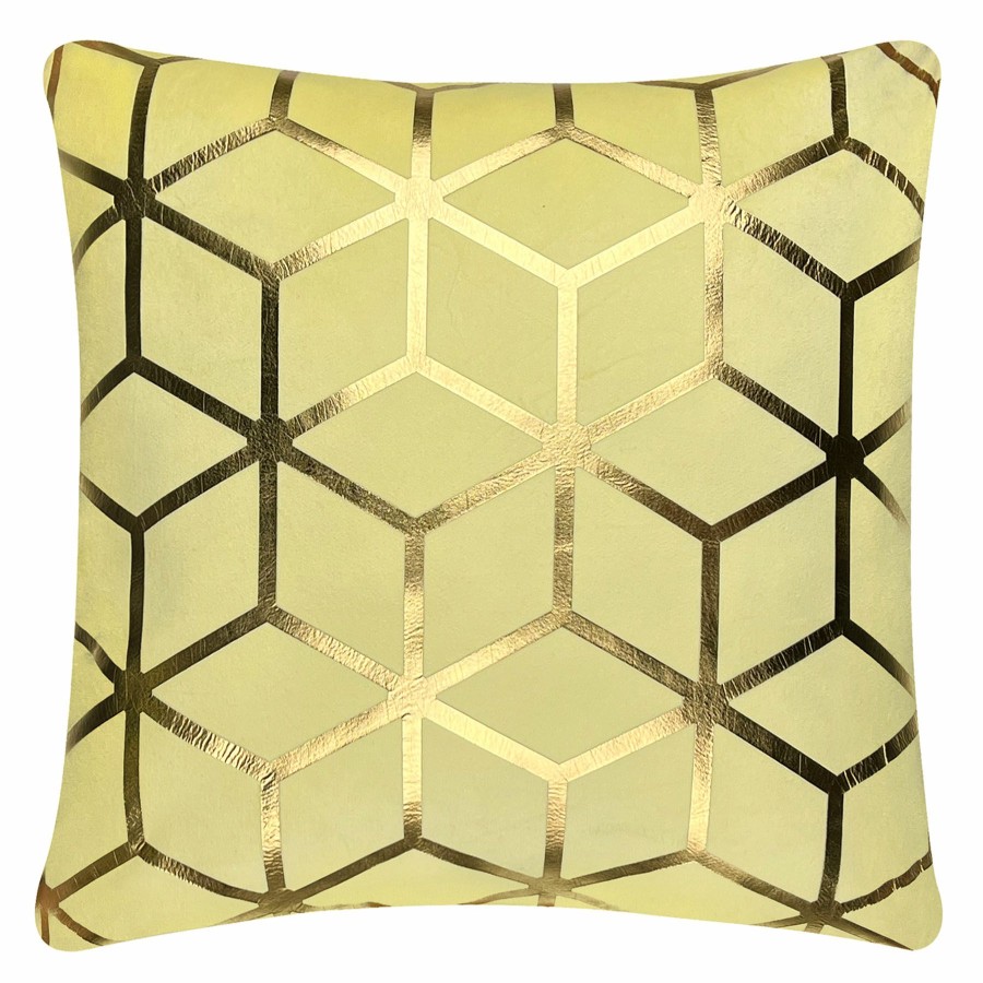 Decor & Pillows * | Yellow & Gold Metallic Print Throw Pillow, 18 Hot Sell