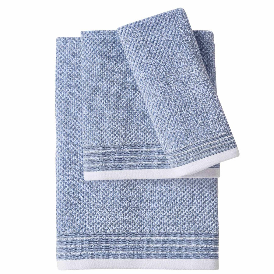 Bed & Bath * | Tracey Boyd Blue Peaceful Pleated Bath Towel Shoping Model