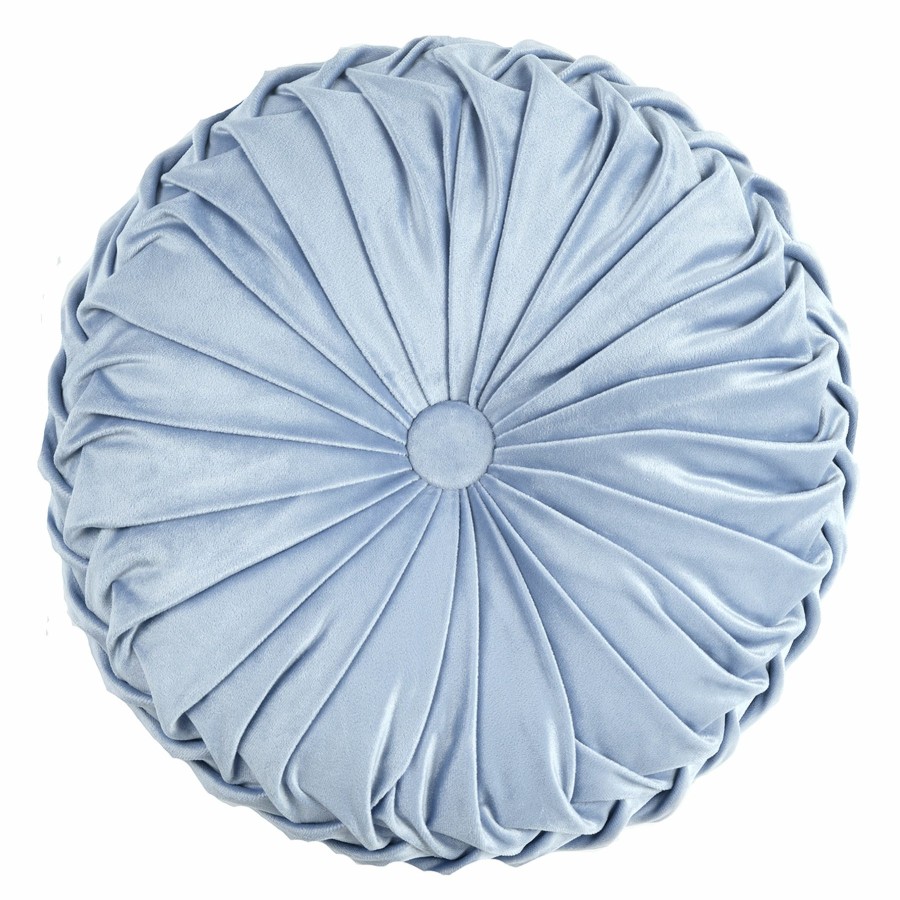 Decor & Pillows * | Holan Infinity Blue Pleated Velvet Round Throw Pillow, 16 Cut Price