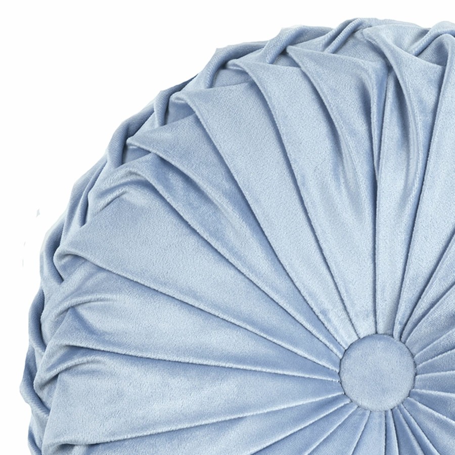 Decor & Pillows * | Holan Infinity Blue Pleated Velvet Round Throw Pillow, 16 Cut Price