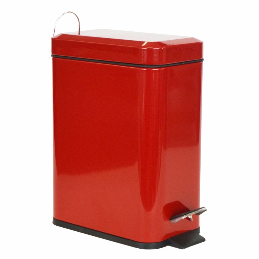 Trash Cans * | 5L Weston Red Metal Rectangle Step Can With Removable Liner Tendy Style