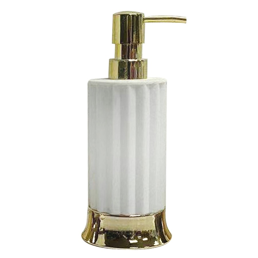 Bed & Bath * | Grace Mitchell White & Gold Ribbed Bath Pump Original Model