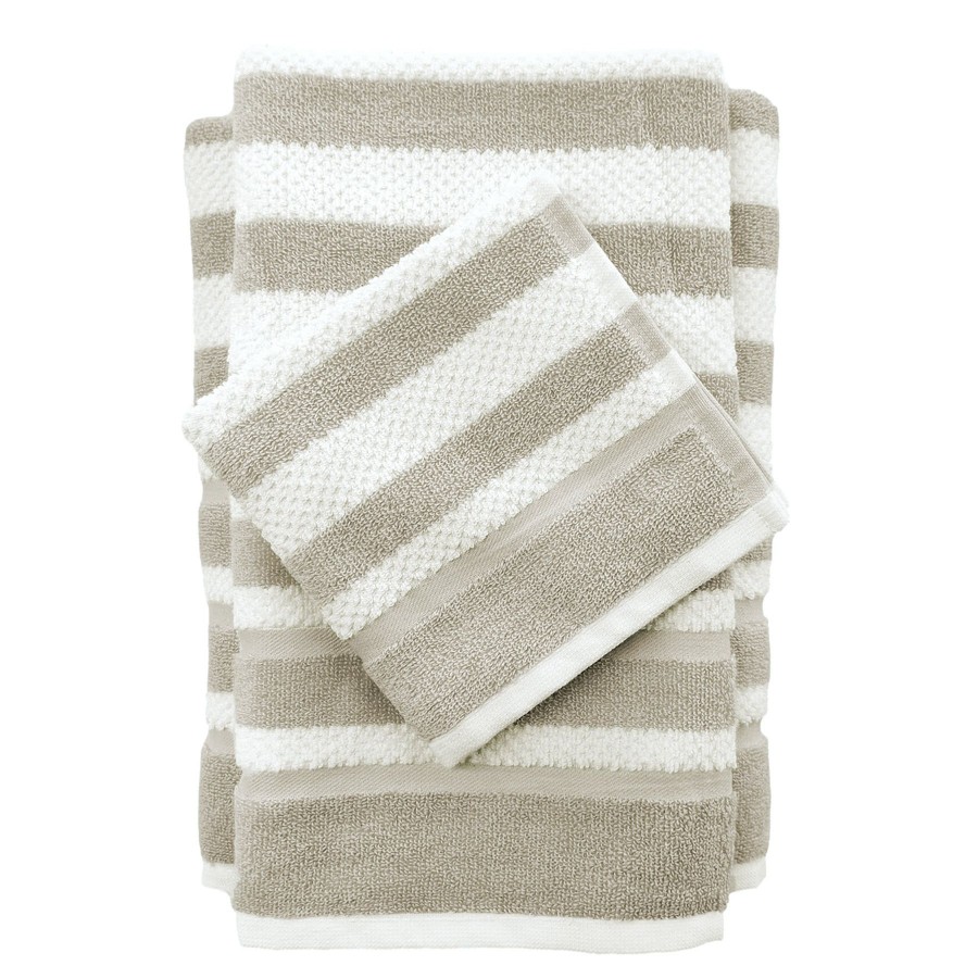 Bed & Bath * | Liza Stripe Bath Towel 30X54 Linen/White Fire Sale