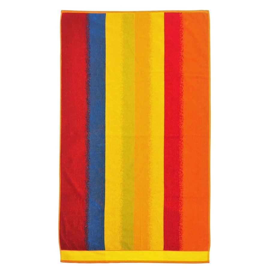 Bed & Bath * | Multicolor Rainbow Striped Beach Towel, 34 63 With Discount