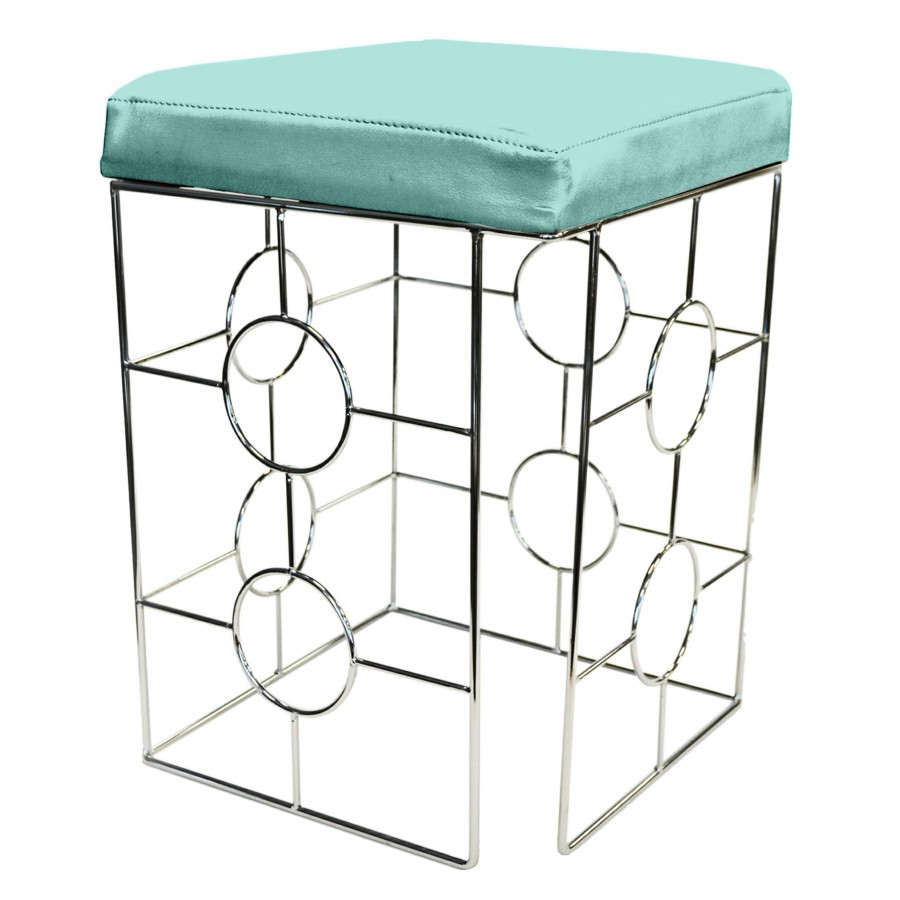 Bed & Bath * | Laila Ali Kaia Teal & Chrome Stool, 20.5 Offering Discounts