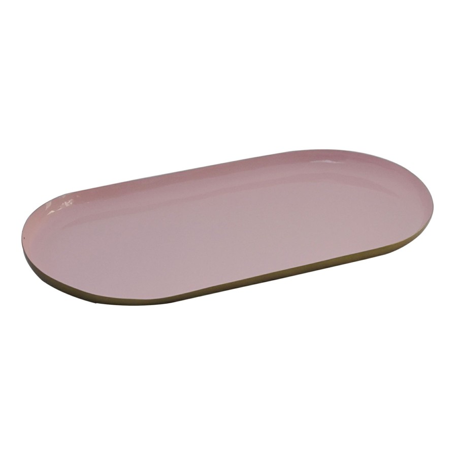 Decor & Pillows * | Pink Oval Decorative Tray, 16 8 With Discount