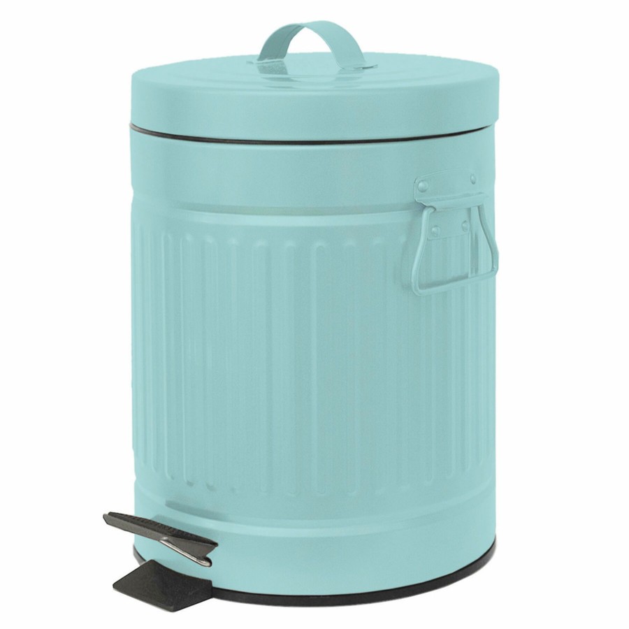 Trash Cans * | 5L Retro Step Bin Light Blue Best Price Guaranteed