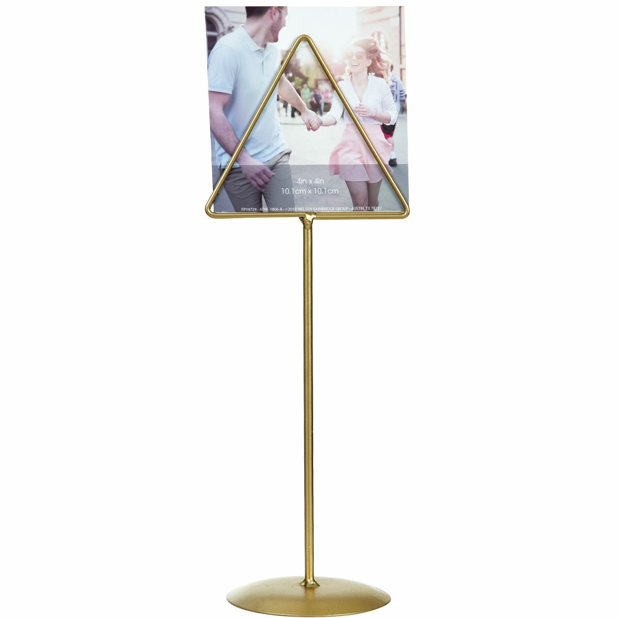 Decor & Pillows * | Gold Metal Triangle Photo Holder, 4 11 Cut Price